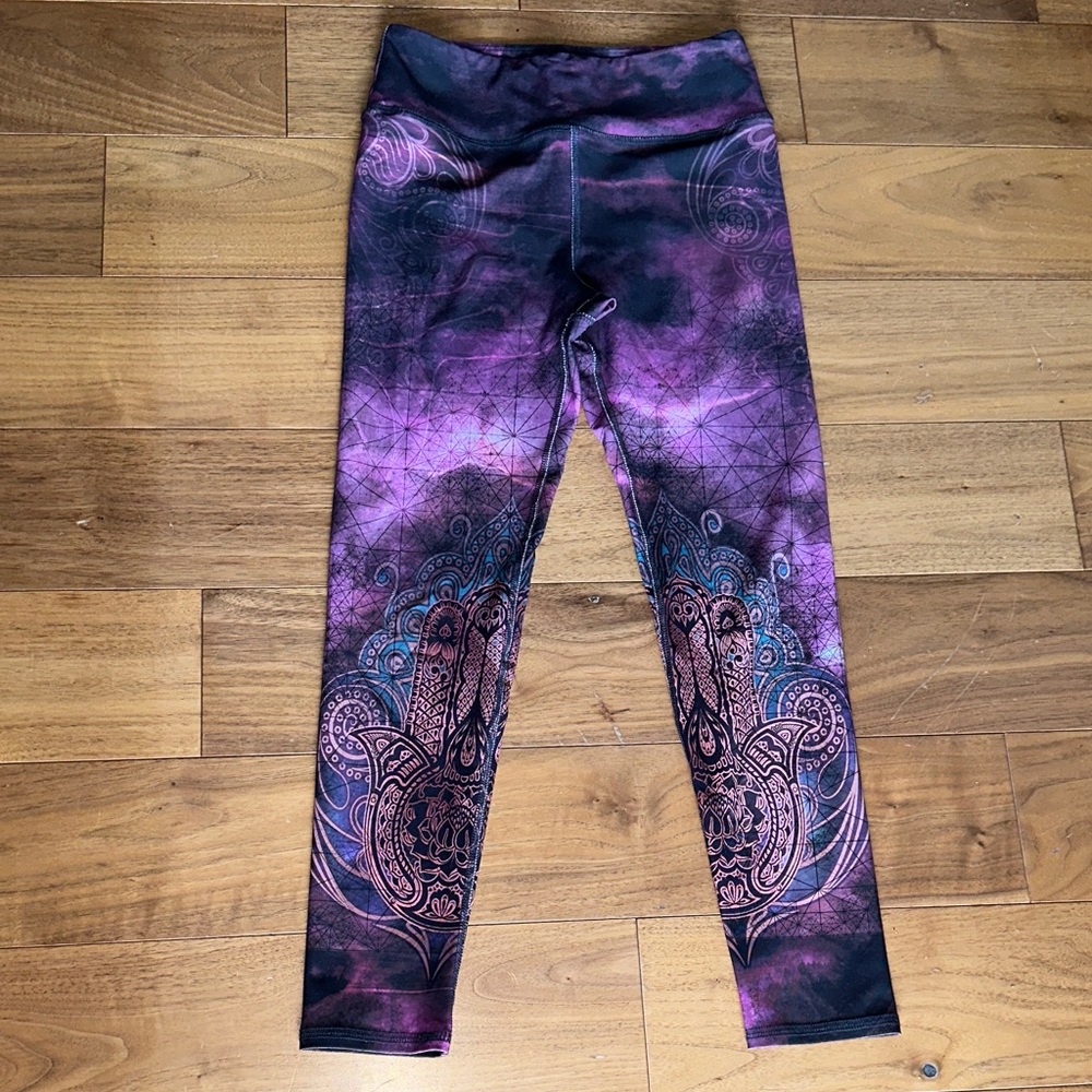 Evolution and Creation Pink and Black   Yoga Leggings